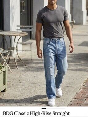 BDG Classic High-Rise Straight Jeans in Light Blue Mens